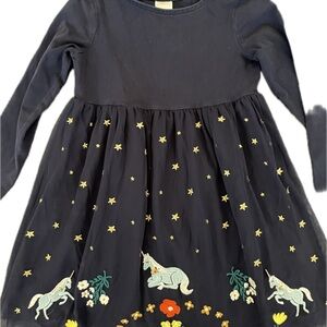 Hanna Andersson Midnight Blue Dress with Unicorn Embroidery